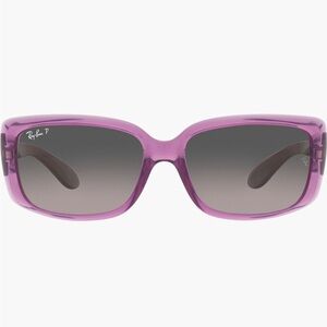 Ray-Ban 58mm Polarized Gradient Rectangular Sunglasses in Transparent Violet NWT